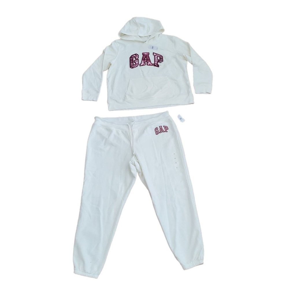 NWT Gap Girls 2 Piece XL Logo Hoodie Sweatshirt Fleece Pullover and Sweatpants